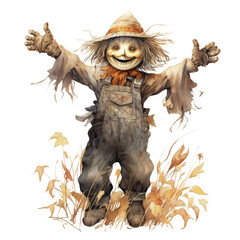 Scary Scarecrow Isolated on a Transparent Background