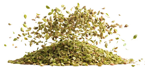 chopped dry oregano isolated on a white background