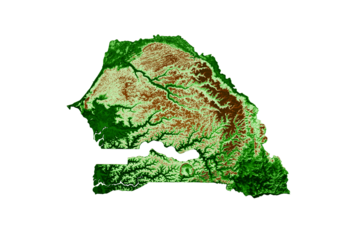 Senegal Topographic Map 3d realistic map Color 3d illustration
