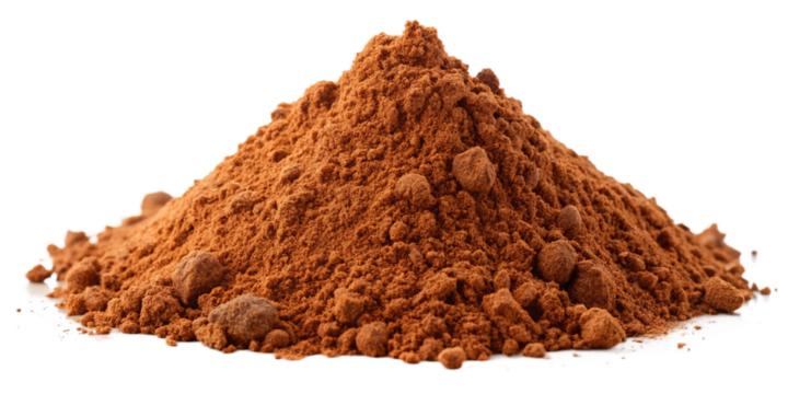 pile cocoa powder isolated on a white background