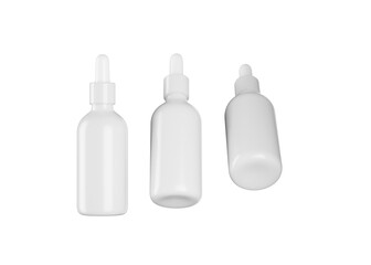 3d Three White Blank Cosmetic Oil Dropper Bottles Isolated On Grey Background 3d Illustration
