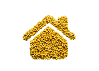 3d Minimal Home Icon Symbol Made Of Yellow Plastic Polymers 3d Illustration
