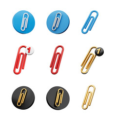 Set Of Nine Different Style Of Paper Clip Symbol Icons With One Attachment File Icon 3d Illustration
