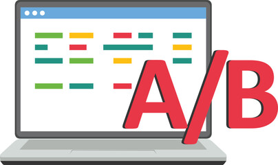 Alphabets A and B for testing. AB testing, market research to split user to test for user experience for website or application. Flat vector illustration

