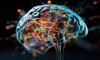 Illuminated Brain with Glowing Neural Connections: Visualizing Brain Plasticity