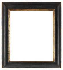 Black picture frame with gold insert on a transparent background, in PNG format.