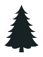 Christmas tree, black silhouette on a transparent background, vector drawing for stencil