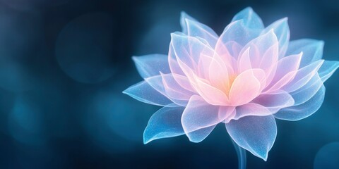 pink shiny translucent flower on dark blur bokeh background