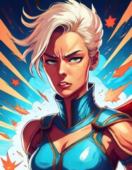 Anxiety Avenger- Illustration of a female superhero who battles the villains of anxiety 