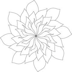 Abstract floral mandala in black and white.