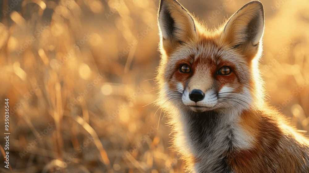 Poster Red Fox Portrait in Golden Light