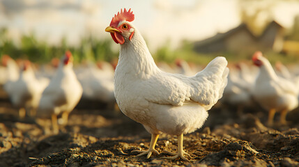 Fototapeta premium chicken on a farm
