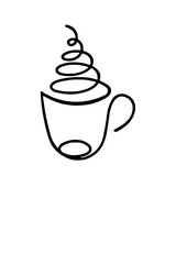 line art coffee with steam