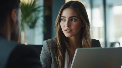 Businesswoman Discussing Project With Colleague
