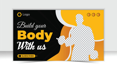 Gym fitness YouTube thumbnail template design