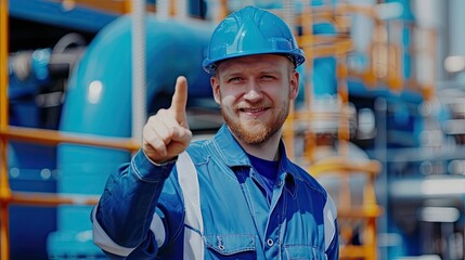 Pipeline above ground. Industrial factory wallpaper. Technical engineer supervises the production process. Illustration for cover, card, interior design, banner, poster, brochure or presentation.