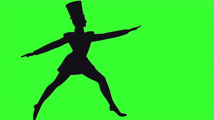 Nutcracker ballet dancer,  isolated against a Christmas green backdrop - a minimalistic silhouette of a toy solider ballet dancer with copyspace as a background for the classic holiday ballet - bright