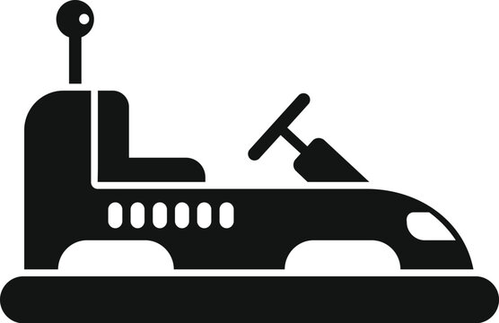 black bumper car icon, amusement park clip art preview