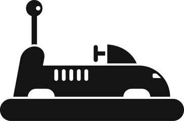 Black silhouette icon of a bumper car toy with a remote control using antenna for kids playing