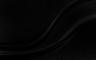 Black gray satin dark fabric texture luxurious shiny that is abstract silk cloth background with patterns soft waves blur beautiful.