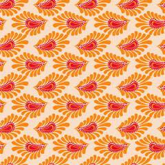 Seamless vector pattern print wallpaper background with paisley ornament ethnic art decor design 