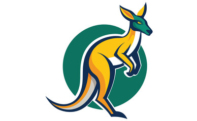 Colorful Kangaroo Logo on Green Background