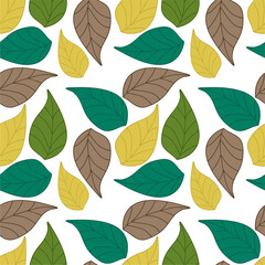 Seamless print pattern wallpaper background with leaves vector illustration botanic nature texture for paper, textile etc