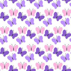 Seamless vector illustration print pattern background wallpaper with butterflies summer spring for textile, paper, pack etc 