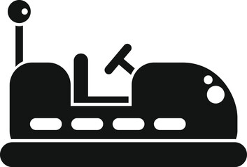 Black simple style icon of electric bumper car for children driving in amusement park