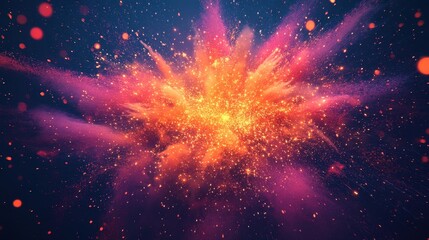 A vibrant explosion of colors, featuring bursts of orange, pink, and purple, creating a dynamic visual impact.