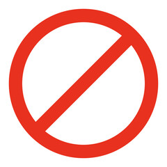 Forbidden circle sign, ban or danger icon. Prohibition red symbol. Red circle with cross line. Restriction, caution, stop. Vector isolated illustration