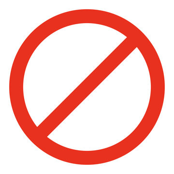 Forbidden circle sign, ban or danger icon. Prohibition red symbol. Red circle with cross line. Restriction, caution, stop. Vector isolated illustration
