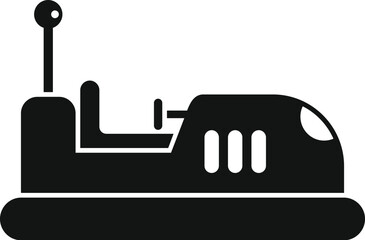 This simple black and white vector icon represents a bumper car, perfect for projects related to amusement parks and entertainment