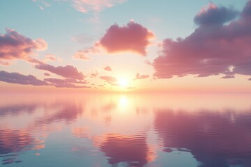 Obraz premium Pink Sunset Reflected in Calm Water