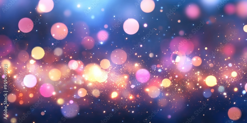 Fototapete Elegant abstract background with bokeh lights and stars in a 3D cartoon rendering