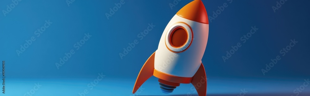 Aufkleber rocket icon in 3d cartoon style rendering