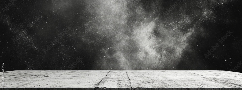 Aufkleber 3d cartoon depiction of a grunge concrete surface and a nebula representing the birthplace of stars 