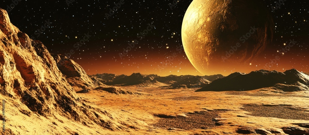 Aufkleber view from an alien planet featuring its own natural satellite in the background sci fi concept fanta