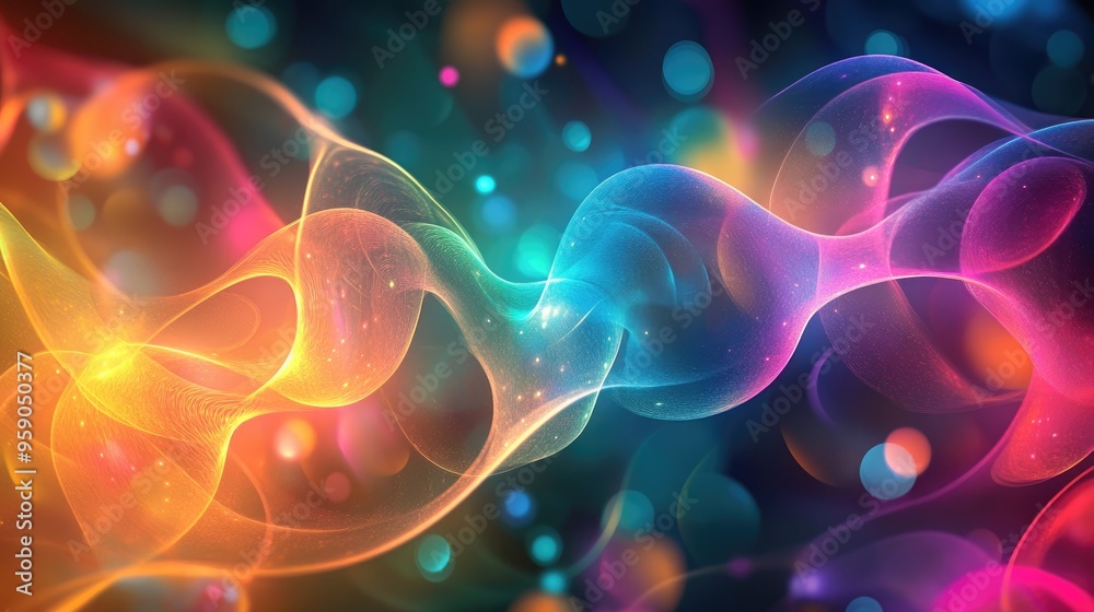 Poster Abstract fractal light background with 3D cartoon rendering