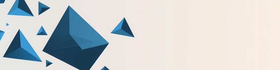 Fototapeta premium Blue Triangles Abstract Background, LinkedIn cover, copy space, AI Generated