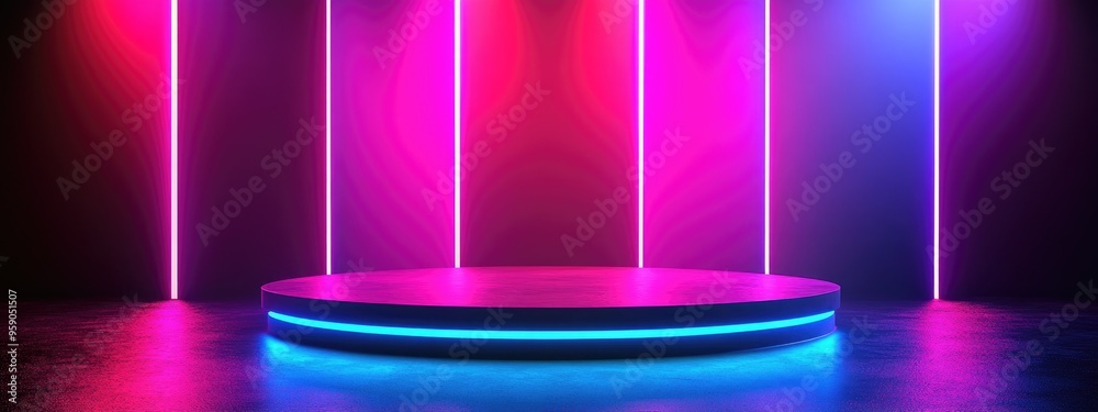 Aufkleber Podium and pedestal design in a studio setting 3D illustration and rendering
