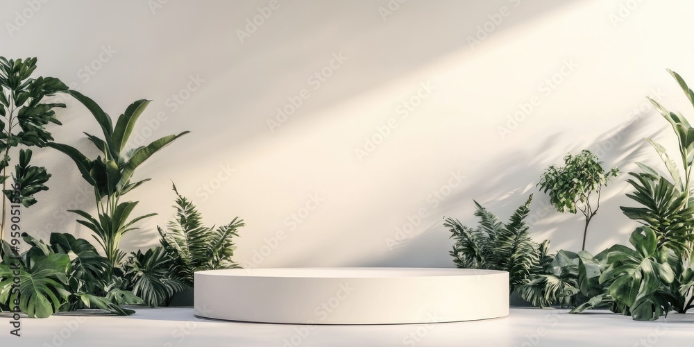 Poster white podium against a gentle background with soft blur effect 3d illustration 3d rendering