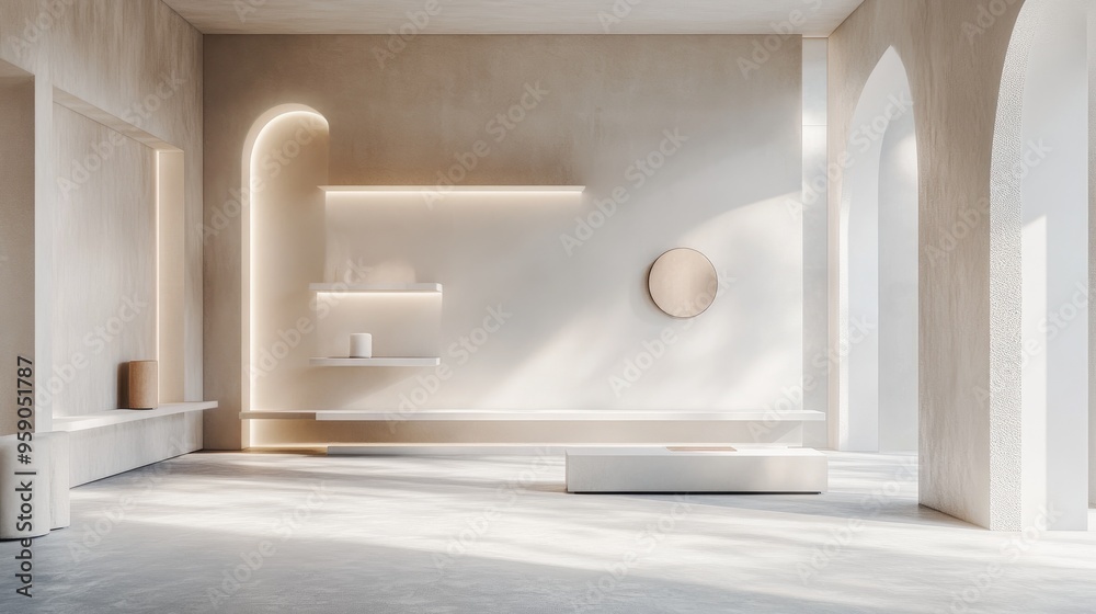 Aufkleber Minimalist display featuring ample negative space Ideal design for contemporary product showcase 3D rendering