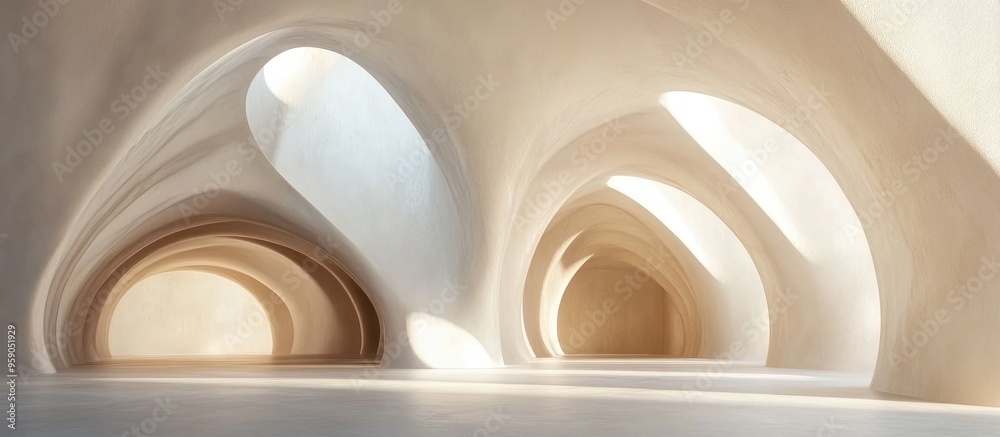 Poster Abstract architectural background featuring an arched interior 3D rendering