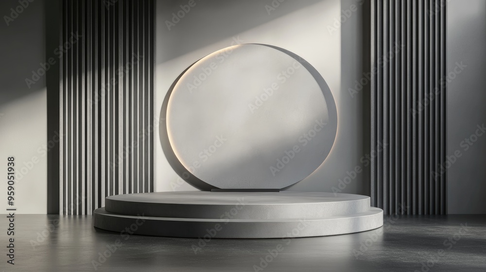 Aufkleber Grey podium for product display 3D rendering