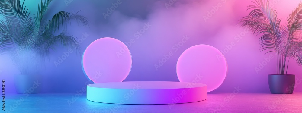 Poster Abstract pastel colored background minimalist mockup for podium presentation or display 3D rendering