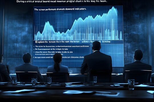 Business Meeting with Chart Displaying Downtrend