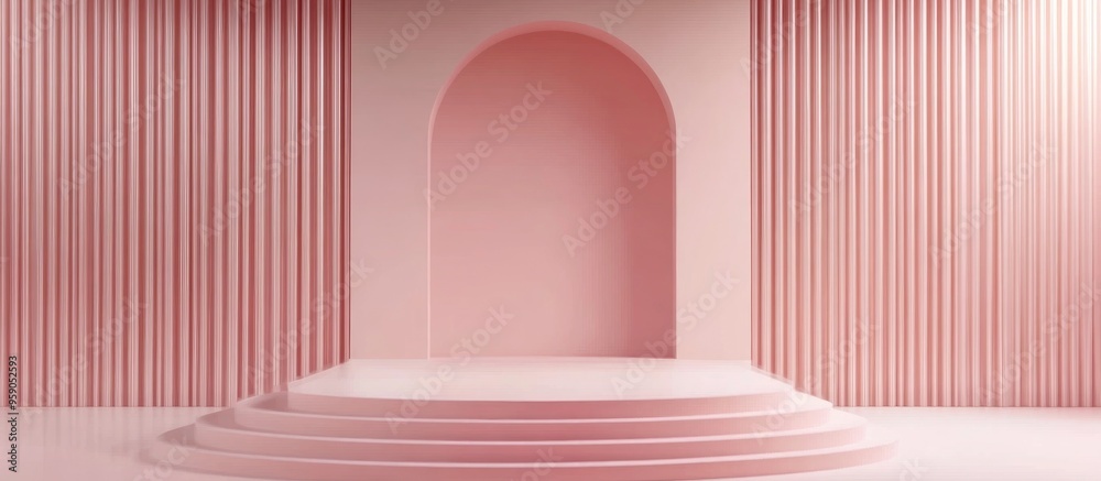 Aufkleber minimalist modern 3d podium with art deco arch pedestal platform for cosmetic and fashion displays m