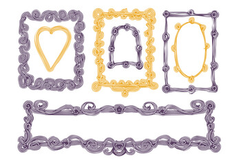 Frames in the old style.  Retro Hand-drawn illustration. Vector