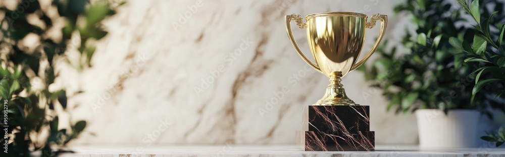 Poster top 10 trophy displayed against a white background 3d rendering